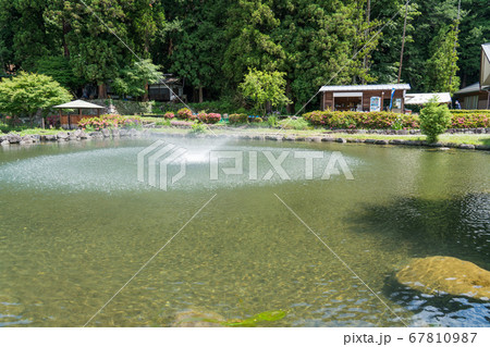 大滝湧水公園の釣り堀の写真素材