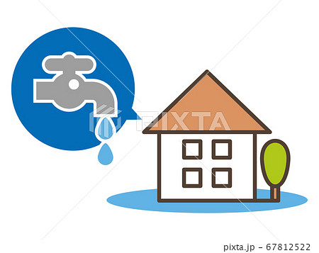 住宅の水漏れイメージのイラスト素材