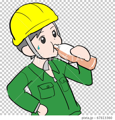 Construction Worker Who Is Wary Of Heat Stroke Stock Illustration