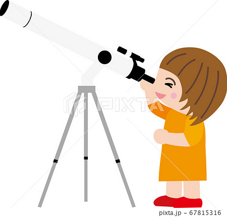 天体観測をする子供のイラスト素材