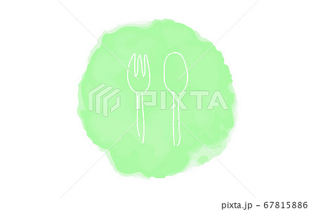 アナログ手書き風のゆるいタッチのアイコン フォークとスプーンのイラスト素材