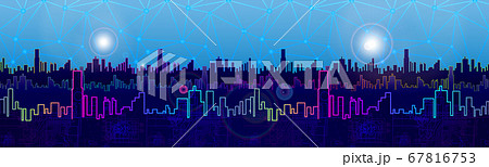 Horizontal seamless background. City, future, 67816753