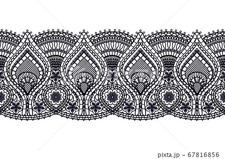 Seamless Black lace ribbon isolated on white. Seamless Black lace ribbon isolated on white. 67816856