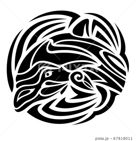 Tribal tattoo art with stylized black dolphin Tribal tattoo art with stylized black dolphin 67818011