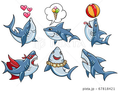 Cartoon shark set 67818421