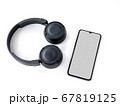 Black wireless headphone and mobile smartphone 67819125