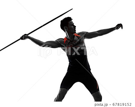 young man athletics Javelin athlete isolated white background 67819152