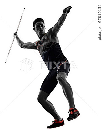 young man athletics Javelin athlete isolated white background 67819154