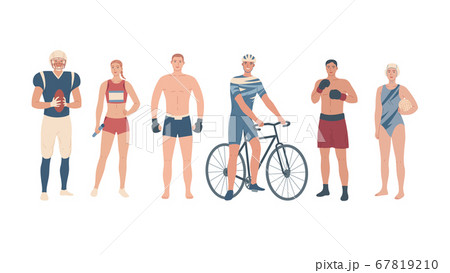 Athletes of different sports. Team players, martial arts and single sport 67819210