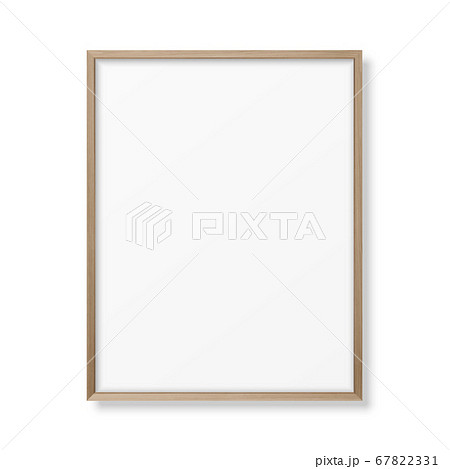 Vector 3d Realistic A4 Brown Wooden Simple Modern Frame Icon Closeup Isolated on White. It can be used for presentations. Design Template for Mockup, Front View 67822331