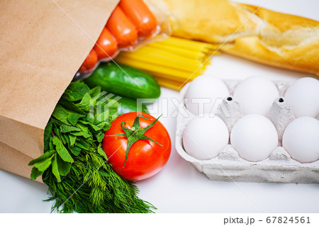 Donation package with food for people who need help 67824561