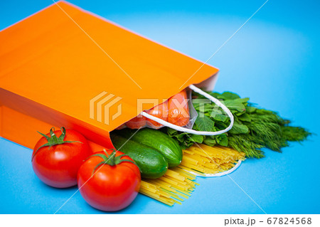 Donation package with food for people who need help 67824568