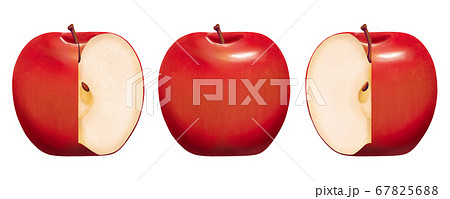 ジューシーなリンゴセット2 印刷しても綺麗 のイラスト素材 6756