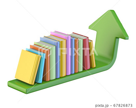 Books on a arrow shelf 3D 67826873