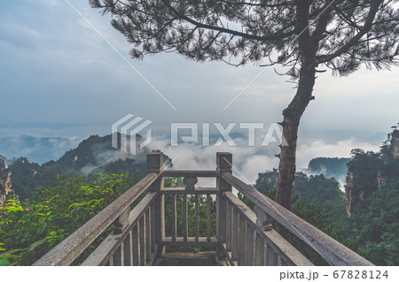 Scenic lookout over Tianzi mountains in 67828124