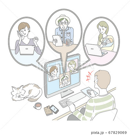 テレワーク会議 男性 テレワーク会議 男性 67829069