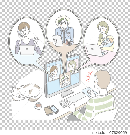 テレワーク会議 男性 テレワーク会議 男性 67829069