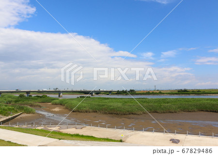 宮城県名取市　かわまちてらす閖上から見た風景 67829486