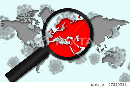 Europe economy crisis with a magnifying glass Europe economy crisis with a magnifying glass 67830538