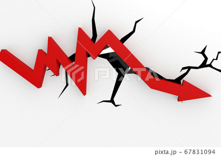 Downward arrow with crack ground 67831094