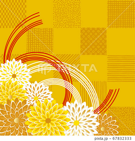 菊花と水引の背景イラスト 67832333