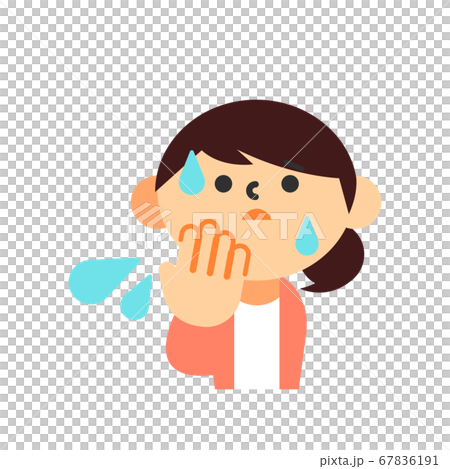 人物 女性 主婦 汗 焦り 不安 困惑のイラスト素材