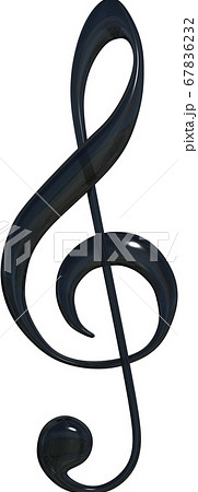 立体的で丸みのある音符 黒いト音記号 Cg3dイラストデザイン 背景透明のイラスト素材