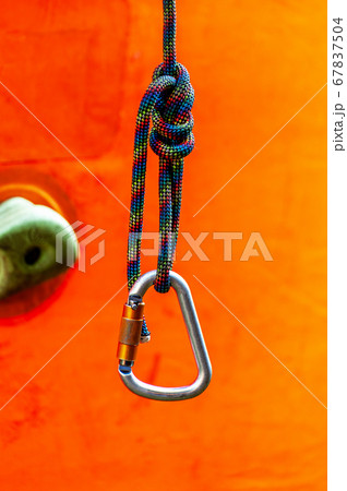 Climbing sports image of a carabiner on a rope 67837504