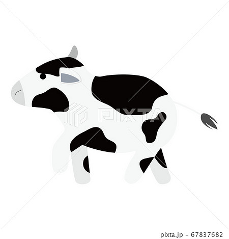 歩く乳牛のホルスタイン種のイラストのイラスト素材 6776
