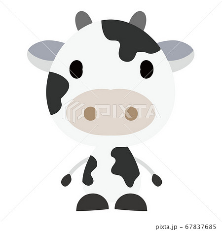 デフォルメした乳牛のホルスタイン種のアイコンのイラスト素材