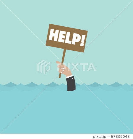 Hand of a Man Holding a Help Sign Asking For Help While Drowning Concept 67839048