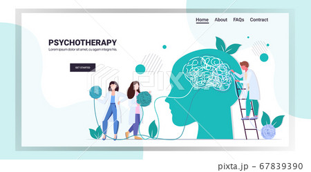 doctors team solving psychological problems in tangled head psychotherapy counseling concept 67839390