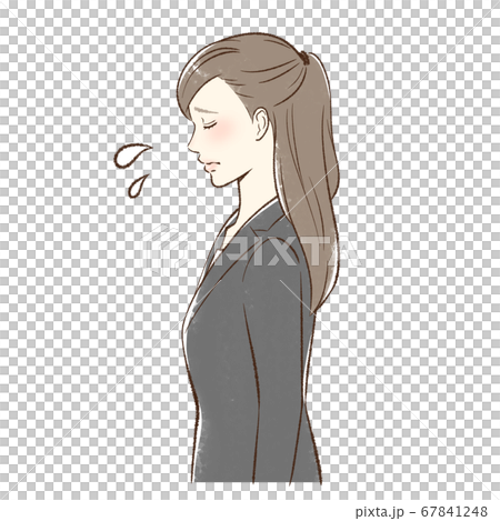 悲しむ女性の横顔 67841248