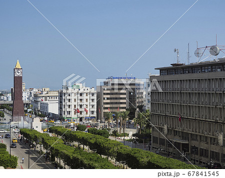 チュニジア チュニス新市街 時計塔 Avenue Habib Bourguiba チュニジア チュニス新市街 時計塔 Avenue Habib Bourguiba 67841545