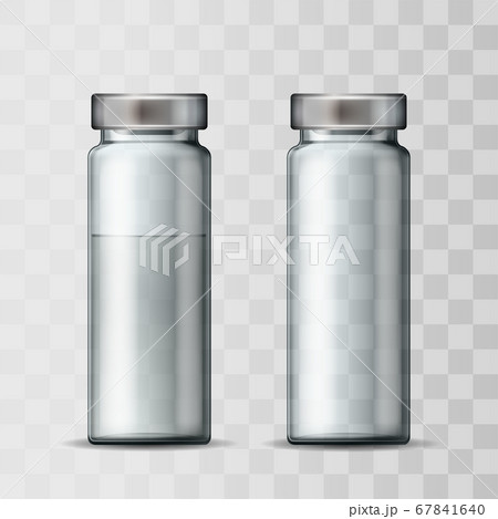 Template of transparent glass medical vial with aluminium cap. Template of transparent glass medical vial with aluminium cap. 67841640