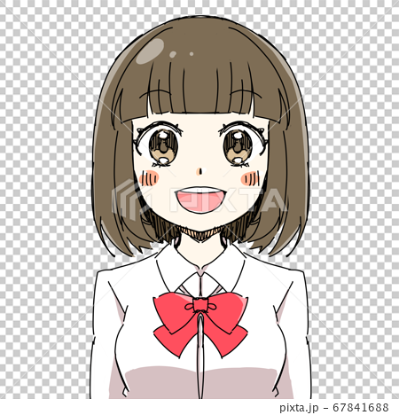 Simple Schoolgirl Girl Front Smile 2 Stock Illustration