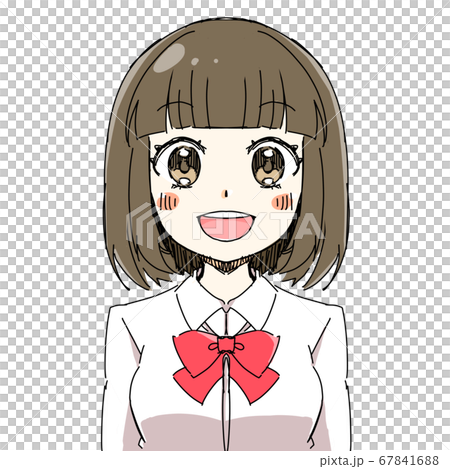 Simple Schoolgirl Girl Front Smile 2 Stock Illustration