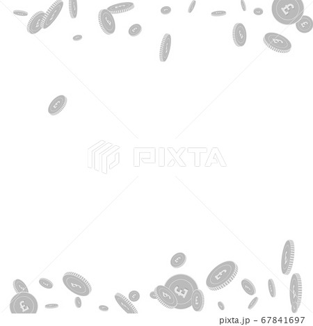 British pound coins falling. Scattered black and w 67841697