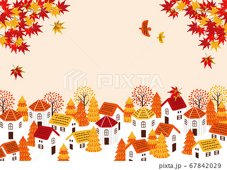 秋の街並み　背景イラスト 67842029