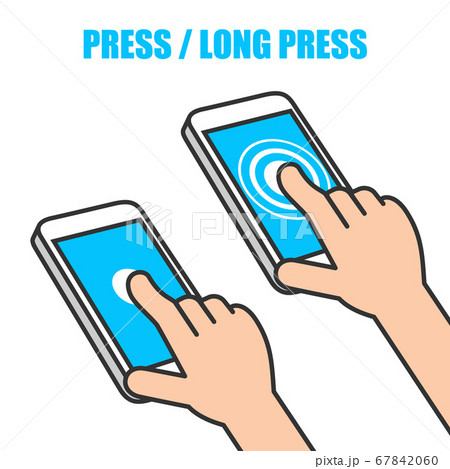スマートフォンの操作 タッチ タップ と長押しのイラスト素材