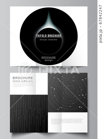 Vector layouts of covers design templates for trifold brochure, flyer layout, magazine, book design, brochure cover, advertising mockups. Tech science future background, space design astronomy concept Vector layouts of covers design templates for trifold brochure, flyer layout, magazine, book design, brochure cover, advertising mockups. Tech science future background, space design astronomy concept 67842247