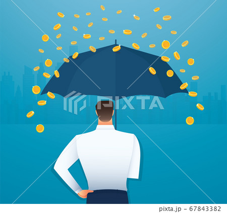 Business man holding an umbrella, money falling from the sky. concept of success. vector illustration Business man holding an umbrella, money falling from the sky. concept of success. vector illustration 67843382