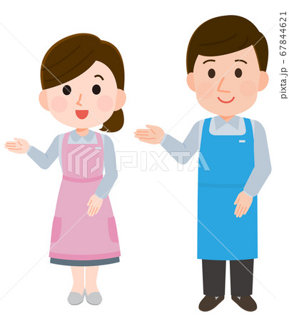 案内する店員の男女 イラストのイラスト素材