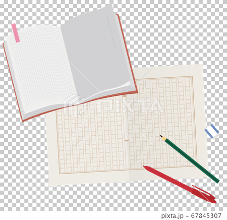 原稿用紙と本のイラスト 67845307