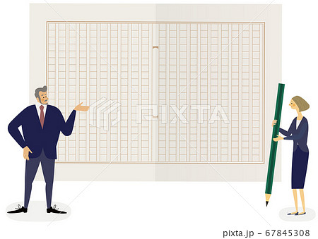 原稿用紙とビジネスマン 原稿用紙とビジネスマン 67845308
