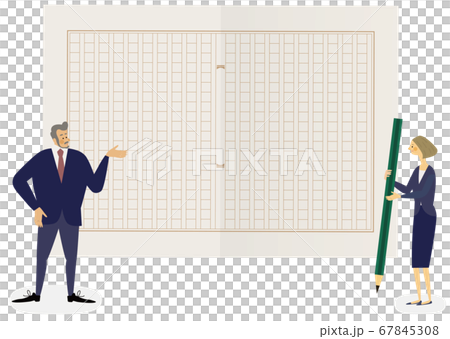 原稿用紙とビジネスマン 原稿用紙とビジネスマン 67845308