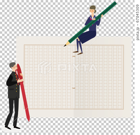 原稿用紙の上に乗る学生 原稿用紙の上に乗る学生 67845309