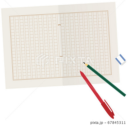 原稿用紙と鉛筆のイラスト素材
