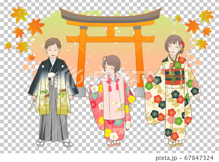 Shichigosan hand-drawn vector illustration set 67847324