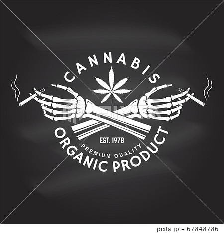 Medical cannabis badge, label with skeleton hand, smoking marijuana Vector. Vintage typography logo design with cannabis, skeleton hand silhouette For weed shop, cannabis, marijuana delivery service Medical cannabis badge, label with skeleton hand, smoking marijuana Vector. Vintage typography logo design with cannabis, skeleton hand silhouette For weed shop, cannabis, marijuana delivery service 67848786